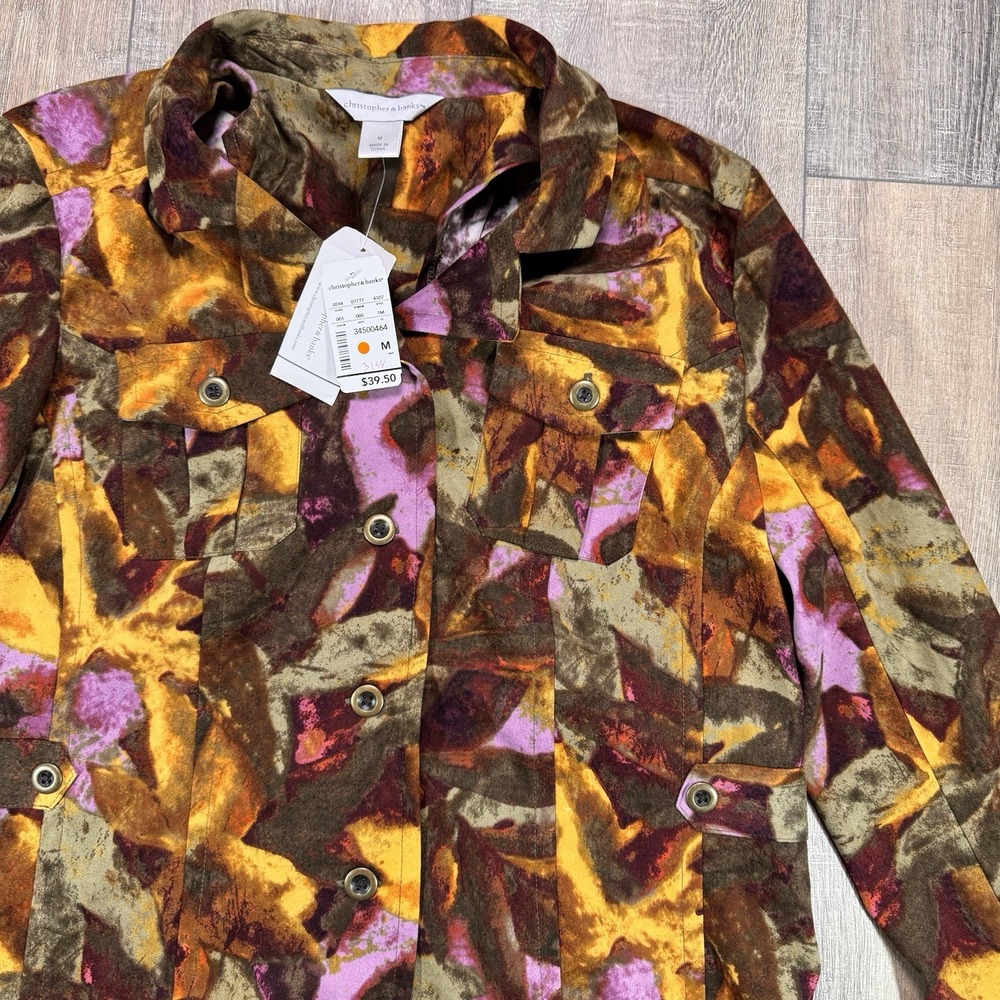 Christopher Banks Fall Colors Blazer Jean Jacket Style Size M Cotton Poly NWT - Picture 2 of 12